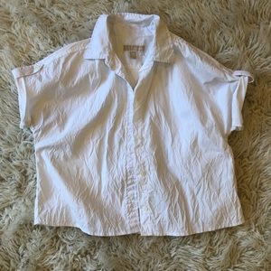 Michael Kors White Cropped Shirt, Size S/ XS